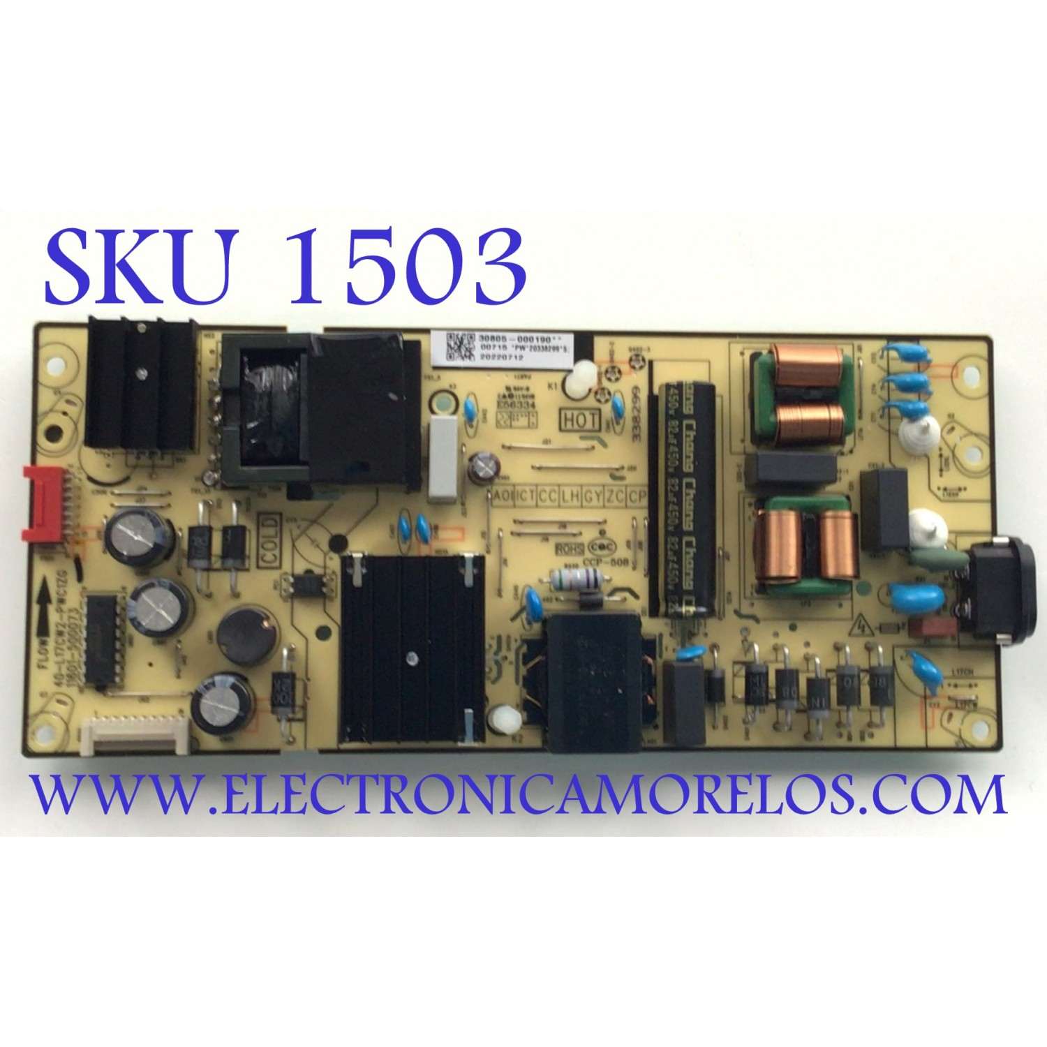 FUENTE DE PODER PARA TV TCL / NUMERO DE PARTE 30805-000190 / 40-L17CW2-PWC1ZG / 11601-500073 / L17CW / PANEL LVU650NDEL CS9W49 V1 / DISPLAY ST6451D06-3 VER.2.1 / MODELOS 65S451 / 65S453 / 65S455 / 65S41 / 65S41R / 65S450G / 65S450F
